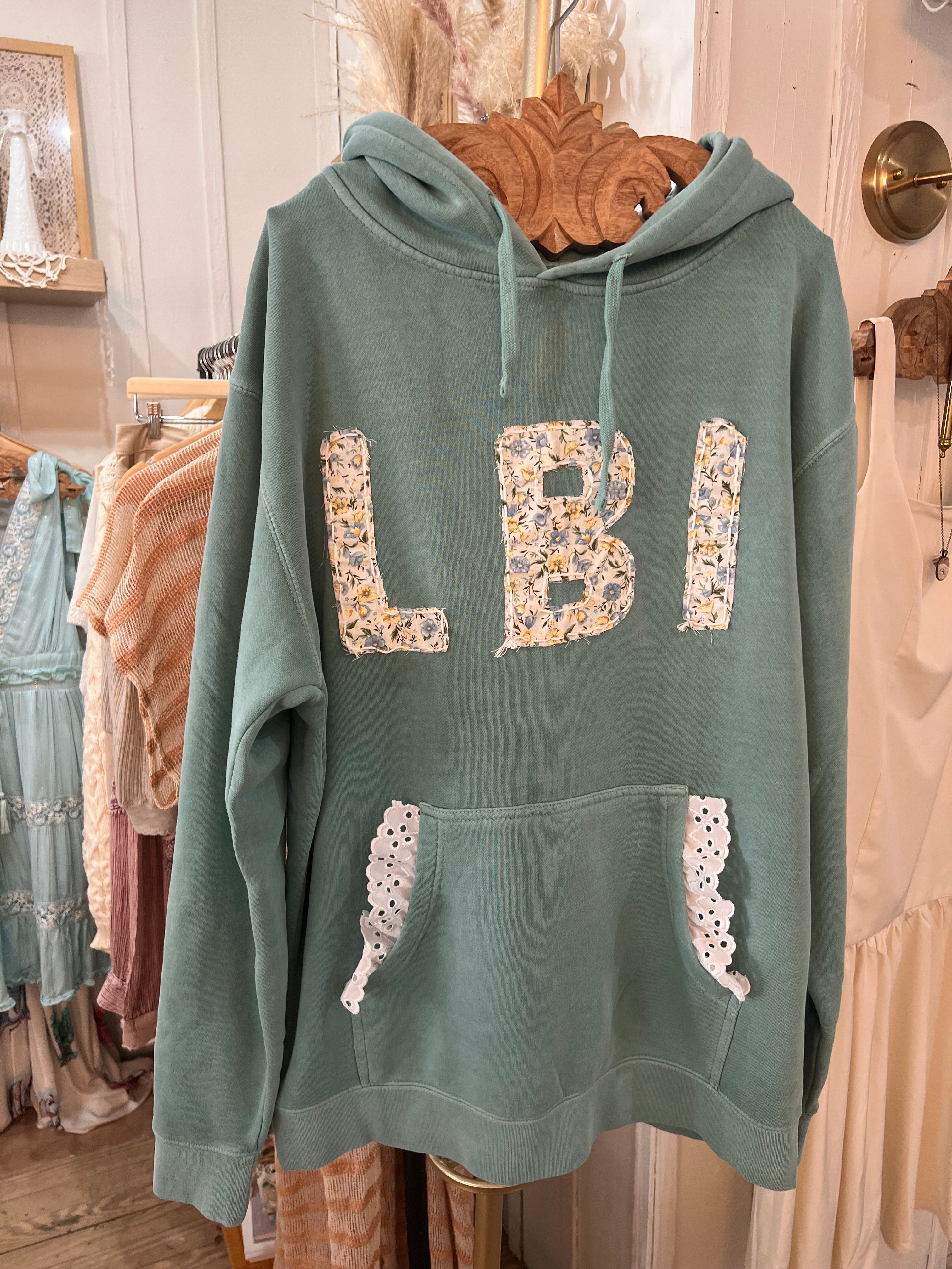 Handmade LBI Hoodie in Green