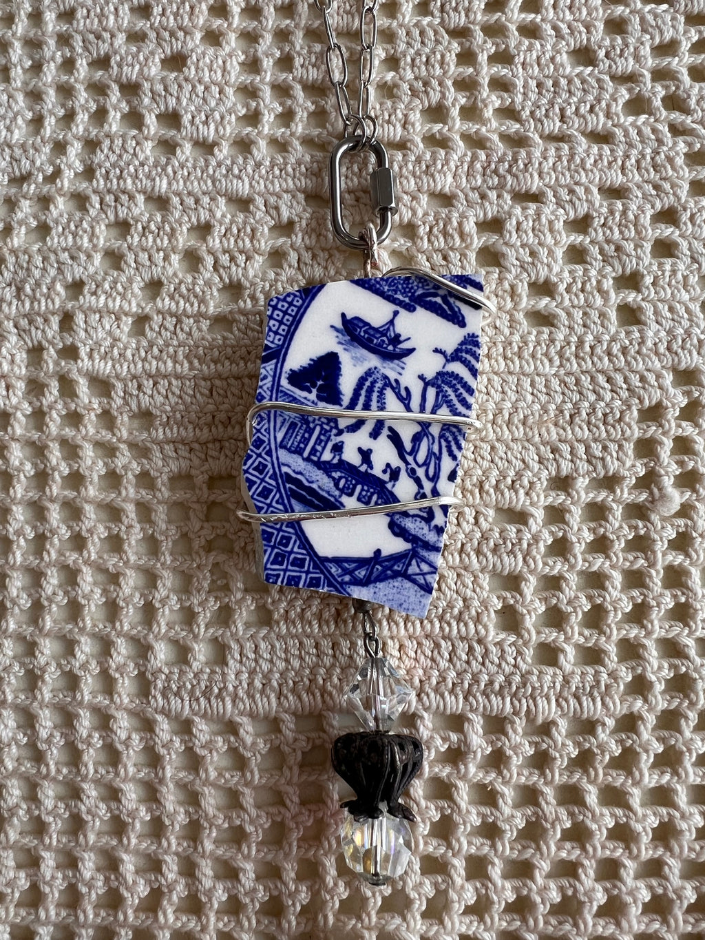 Blue Vintage China Necklace