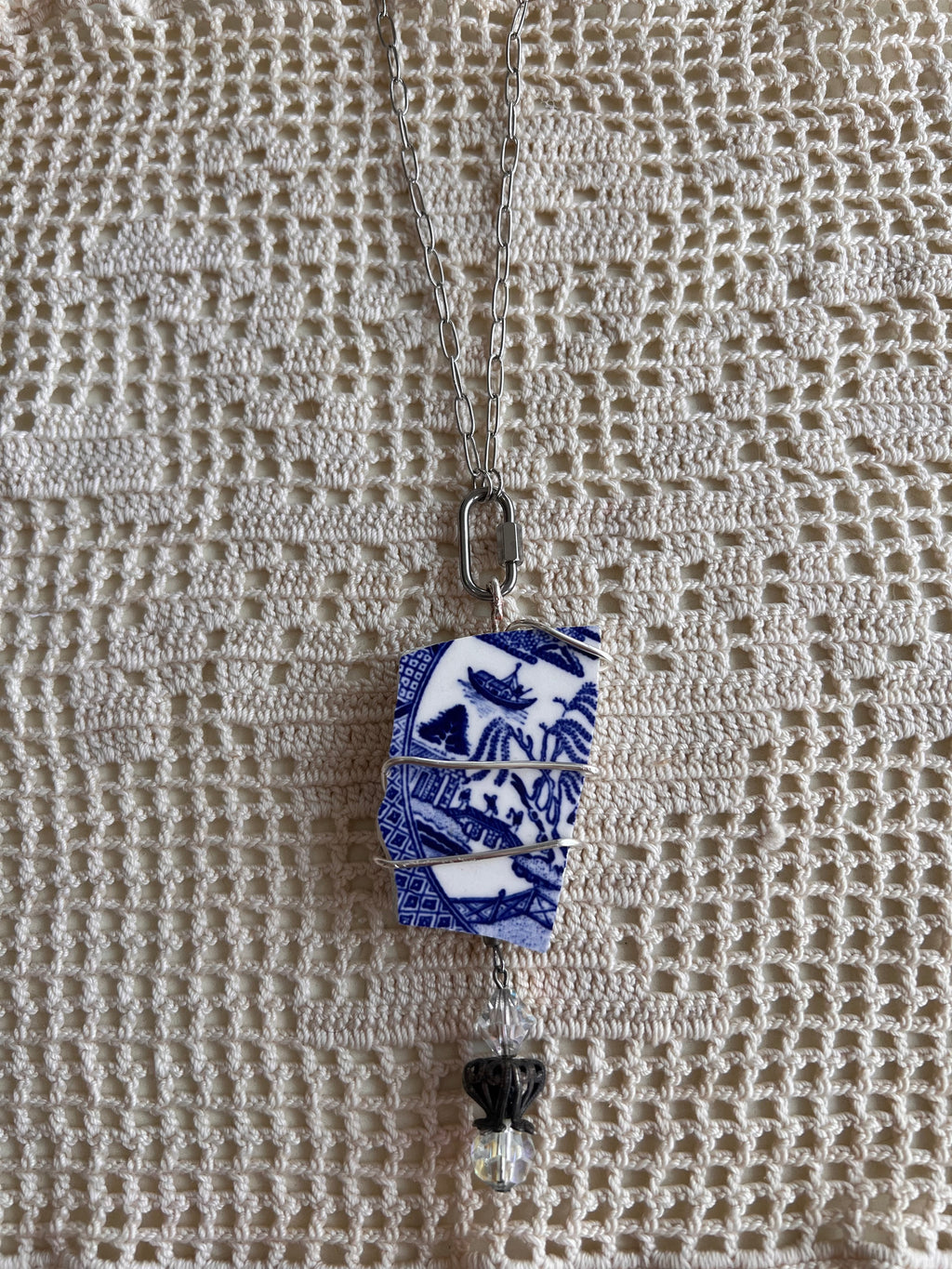 Blue Vintage China Necklace