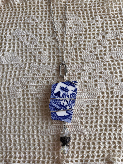 Blue Vintage China Necklace