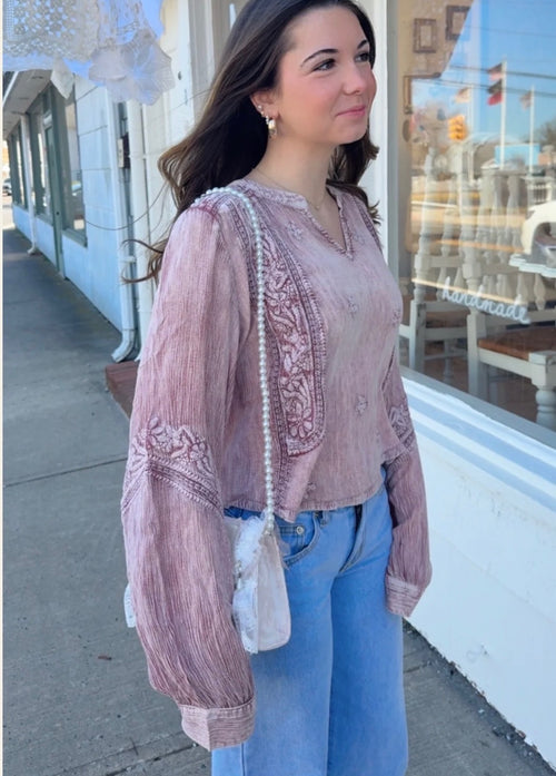 Blush Embroidered Top