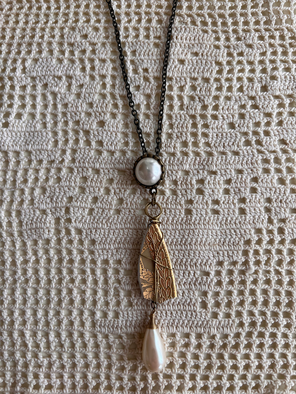 Vintage China and Cherub Necklace