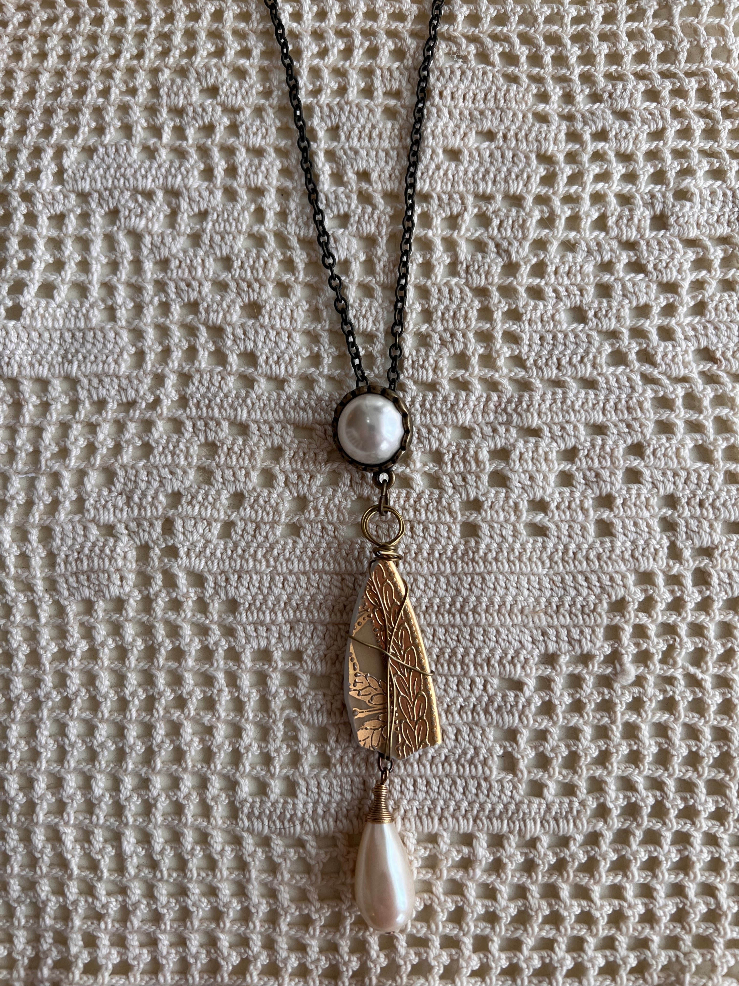 Vintage China and Cherub Necklace