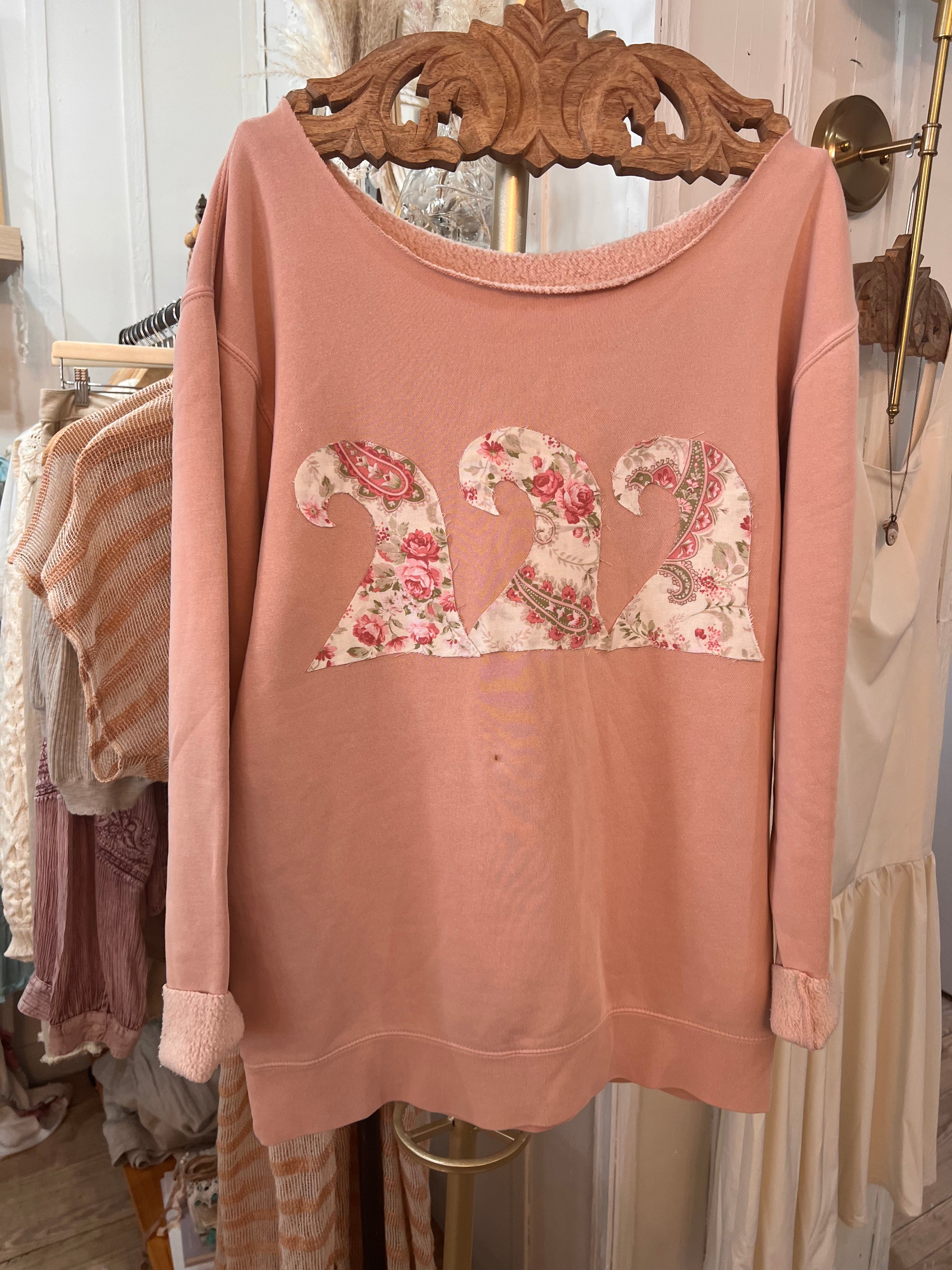 Handmade Waves Sweatshirt in Blush Pink